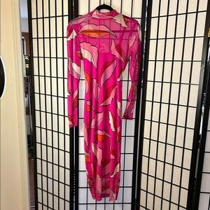 Vibrant Pink Patterned Women's Dress